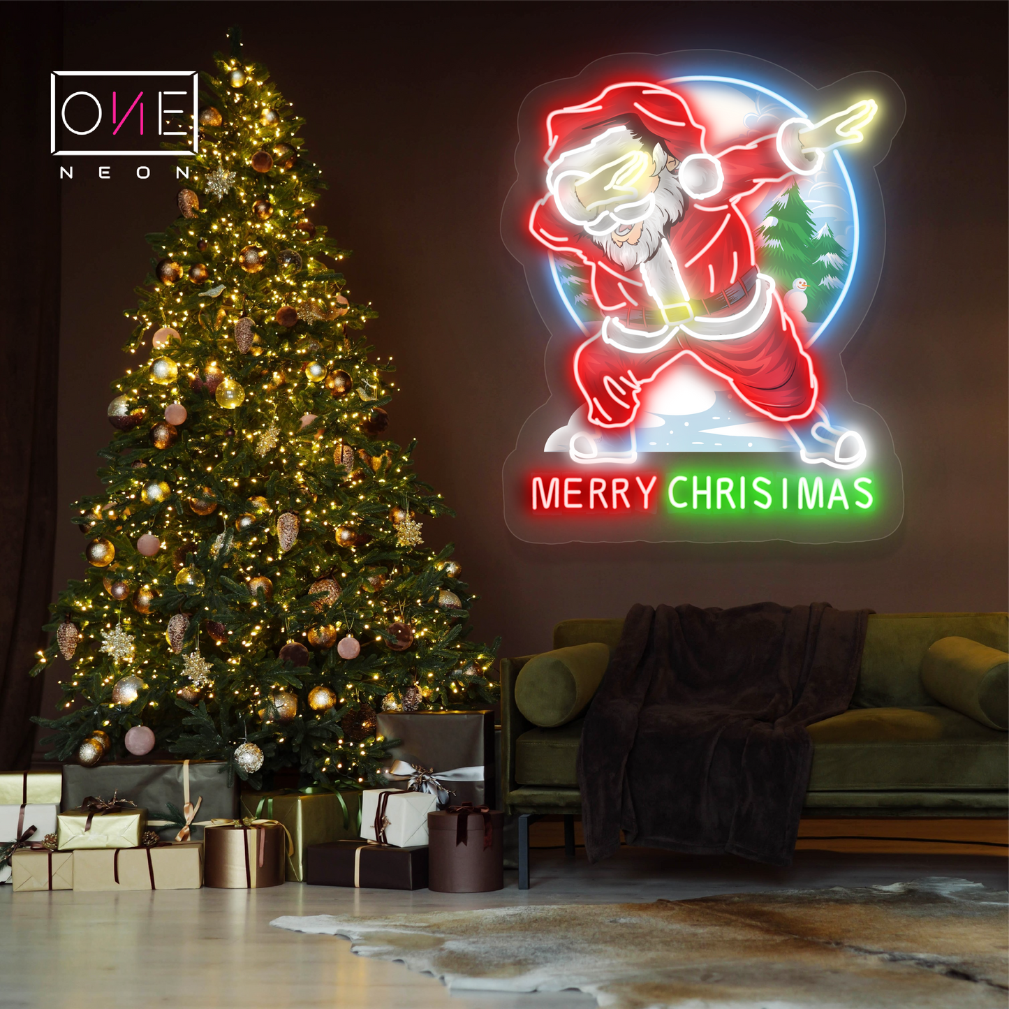 Enseigne néon LED Motif Père Noël Dabbing