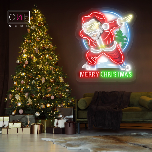 Enseigne néon LED Motif Père Noël Dabbing