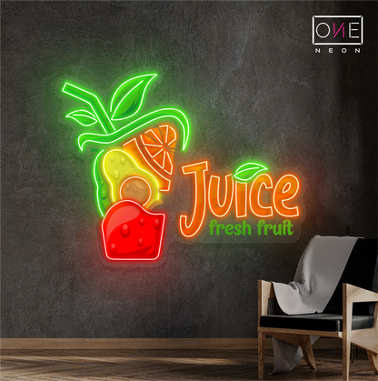 Enseigne néon LED Jus de fruits frais