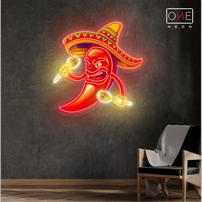 Enseigne néon LED "Fiery Fiesta Pepper Artwork"
