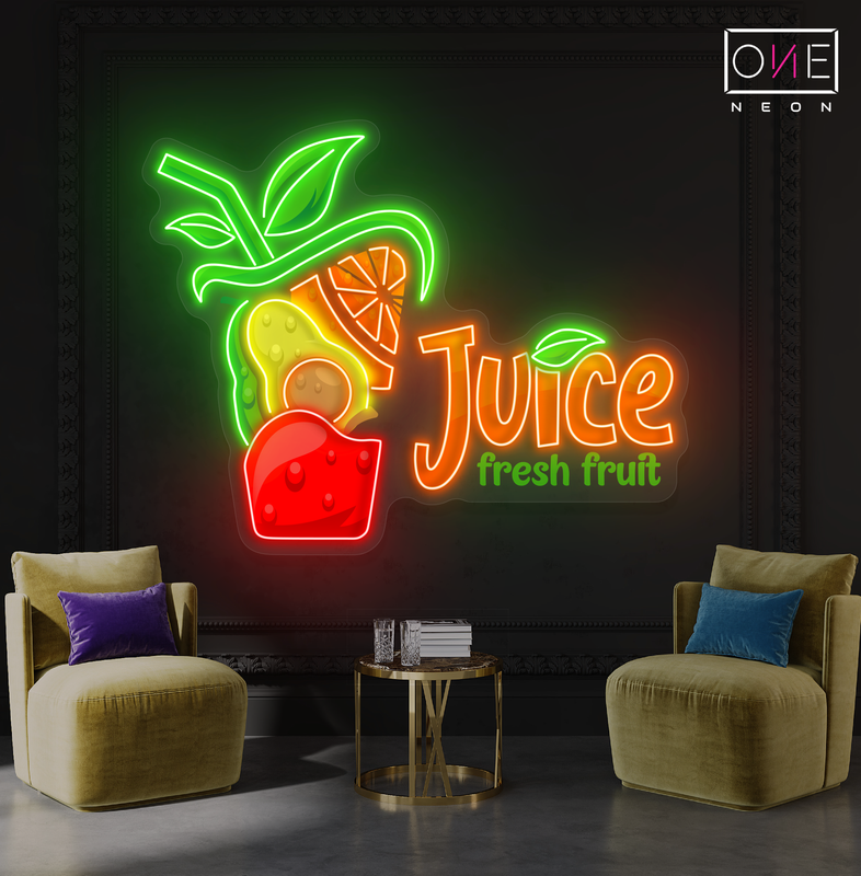 Enseigne néon LED Jus de fruits frais
