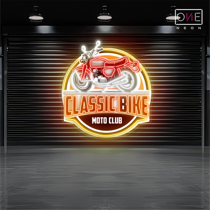 Enseigne néon LED œuvre d'art moto classique