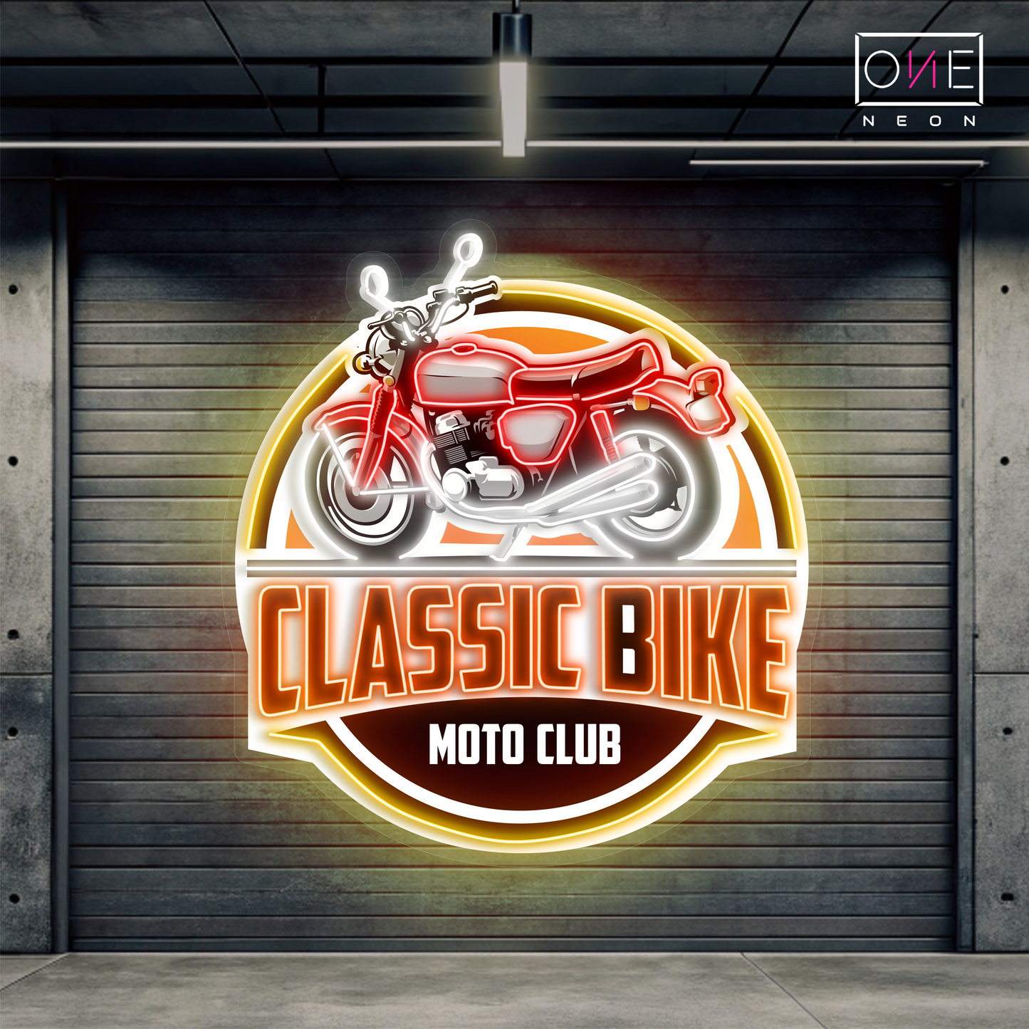 Enseigne néon LED œuvre d'art moto classique