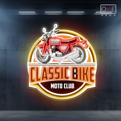 Enseigne néon LED œuvre d'art moto classique
