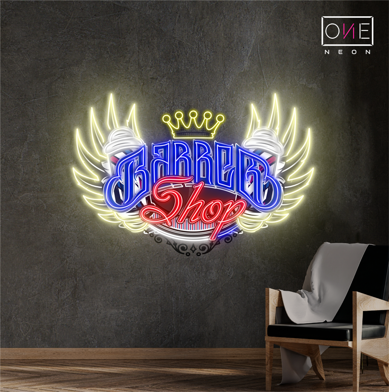 Enseigne néon LED murale de barbier
