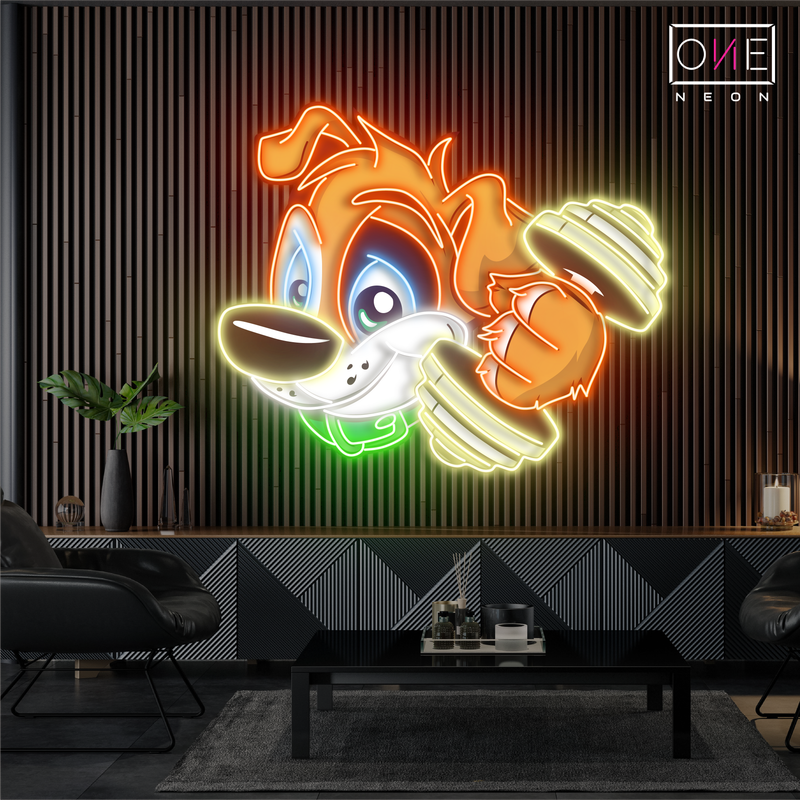 Enseigne Néon LED Artwork "Puppy Power Workout"