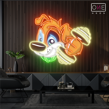 Enseigne Néon LED Artwork "Puppy Power Workout"