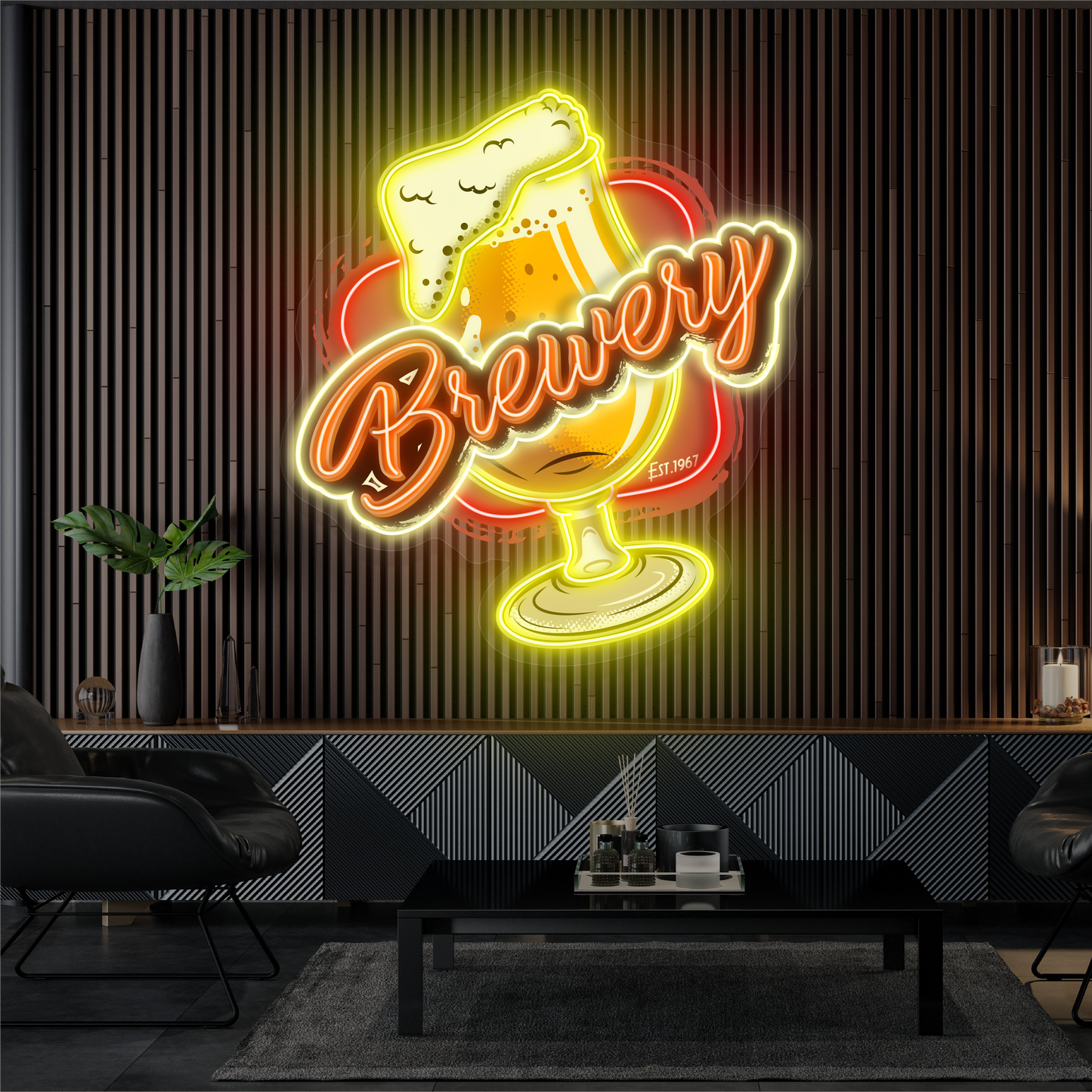 Enseigne néon LED artistique de bière de brasserie
