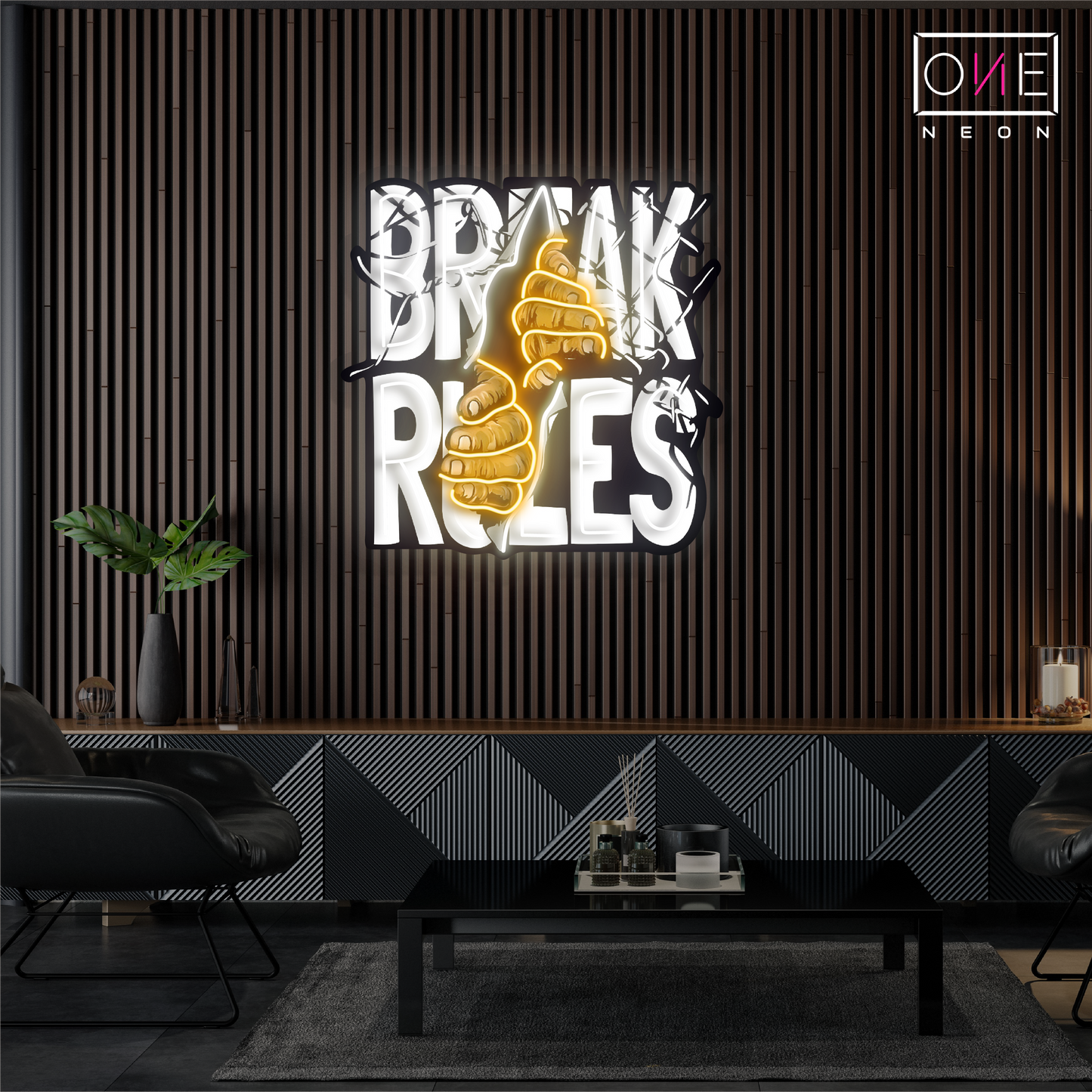 Enseigne néon LED "Break Rules"