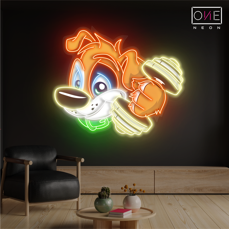 Enseigne Néon LED Artwork "Puppy Power Workout"