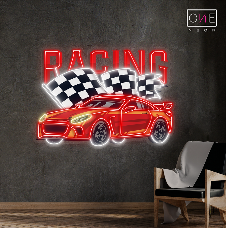 Enseigne Néon LED Artwork Voiture de Course
