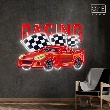 Enseigne Néon LED Artwork Voiture de Course