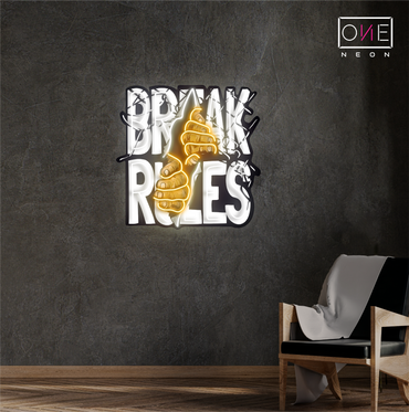 Enseigne néon LED "Break Rules"