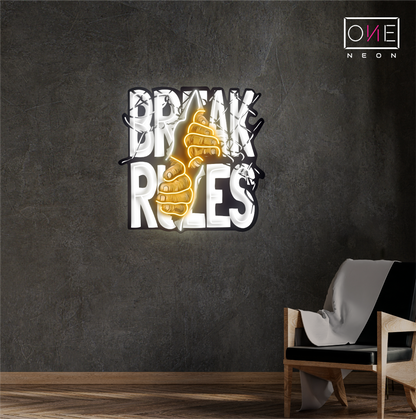 Enseigne néon LED "Break Rules"