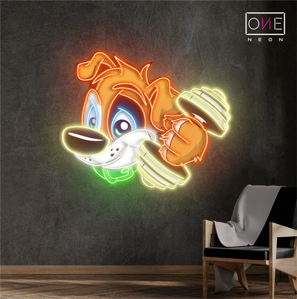 Enseigne Néon LED Artwork "Puppy Power Workout"