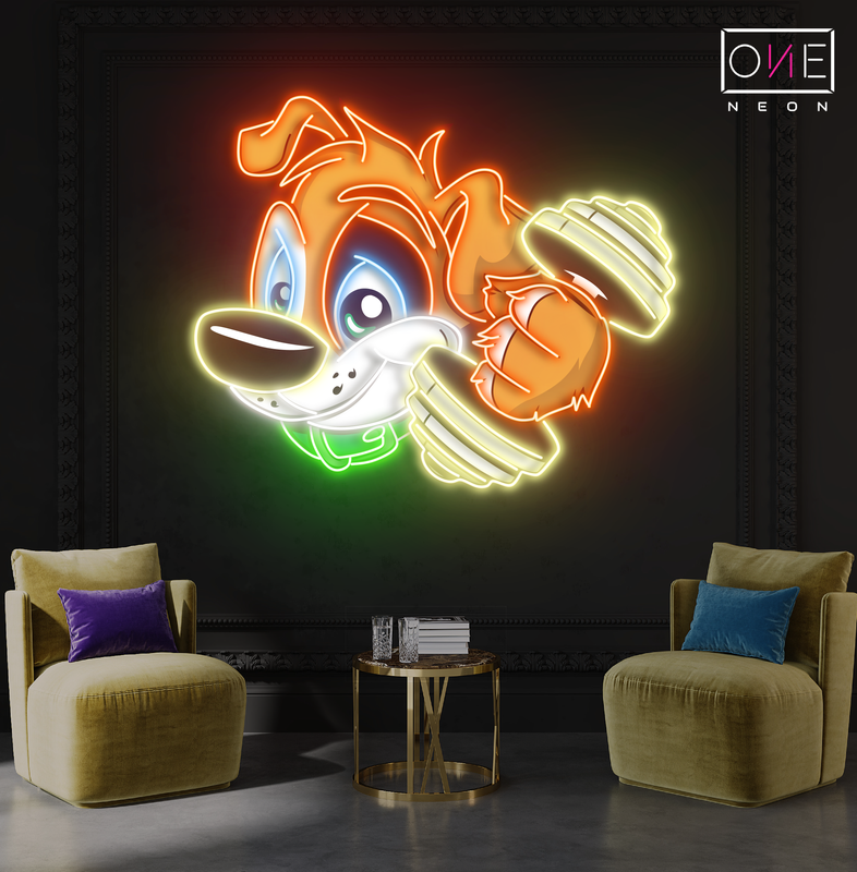 Enseigne Néon LED Artwork "Puppy Power Workout"