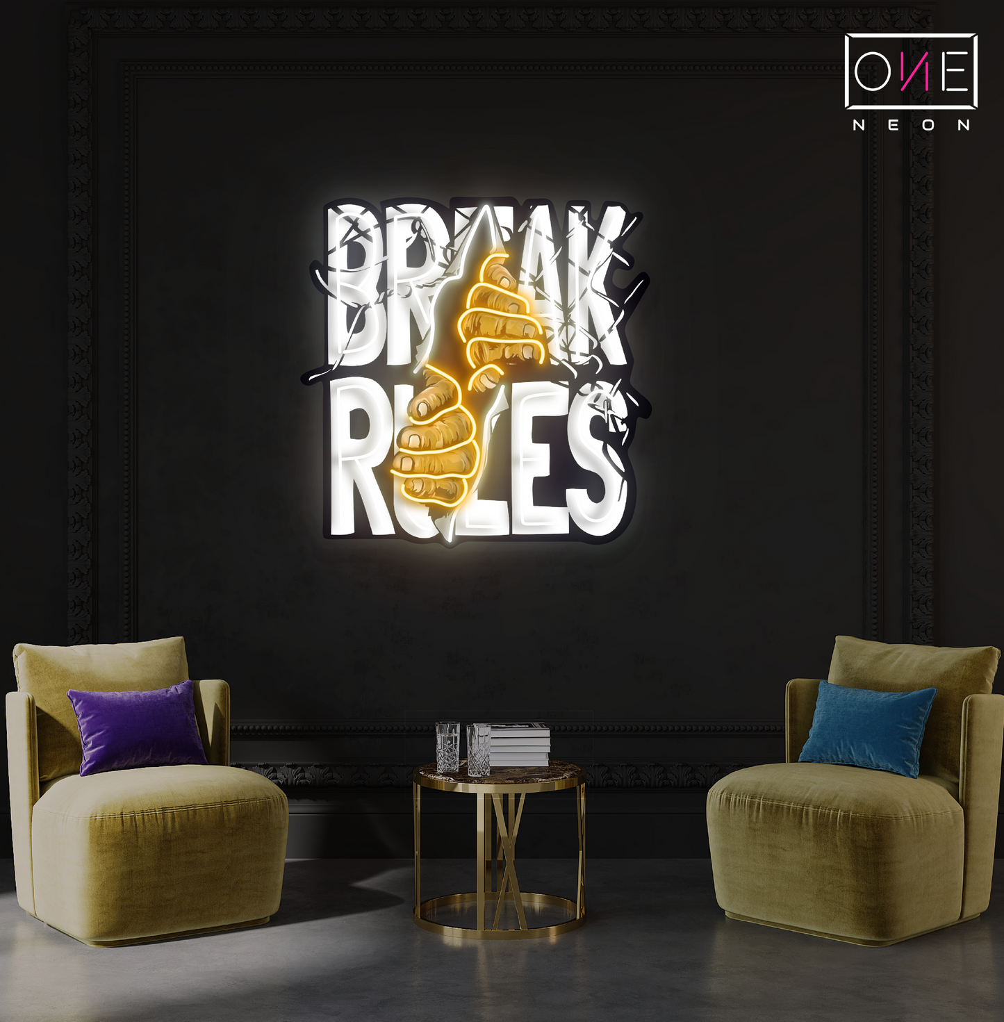 Enseigne néon LED "Break Rules"