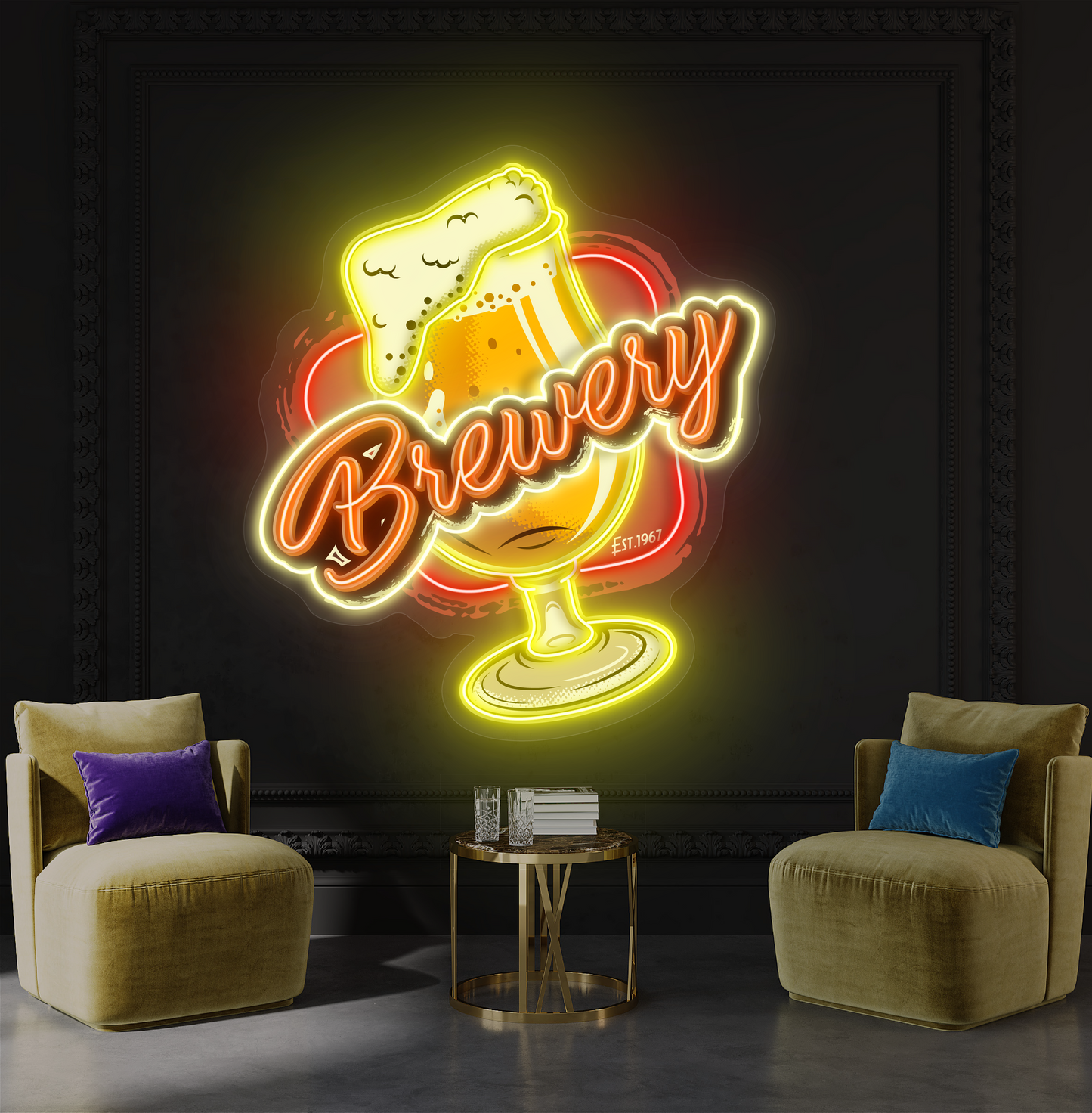 Enseigne néon LED artistique de bière de brasserie