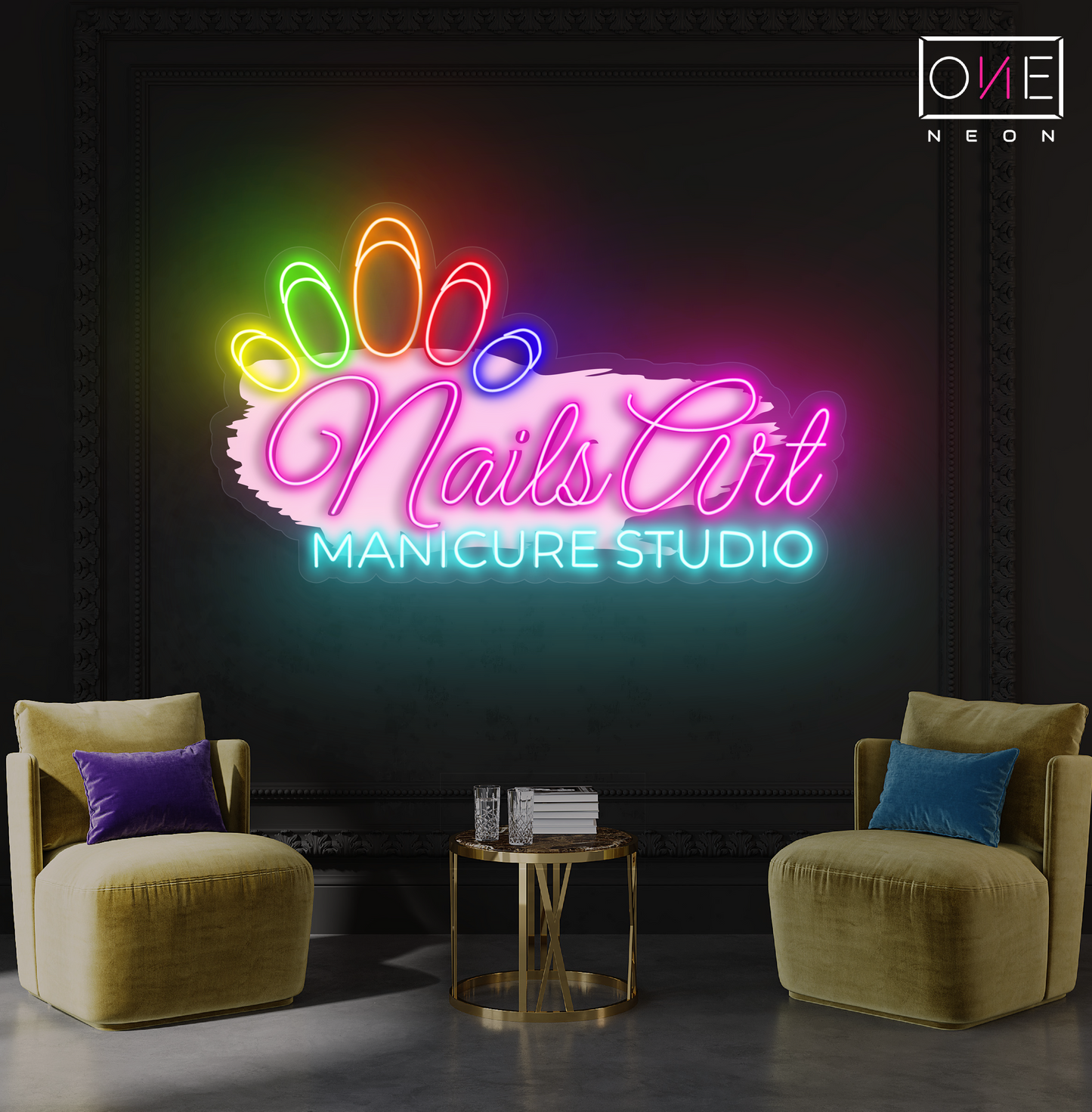 Enseigne néon LED studio de manucure et nail art