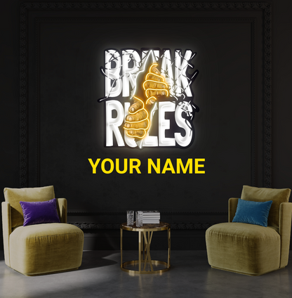 Enseigne néon LED "Break Rules"
