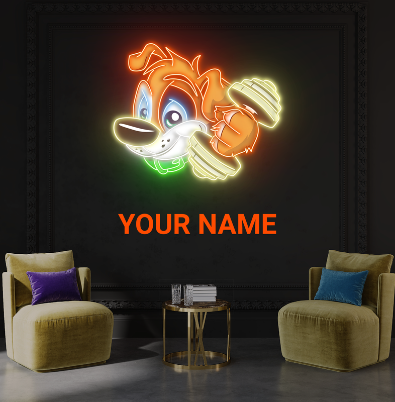 Enseigne Néon LED Artwork "Puppy Power Workout"