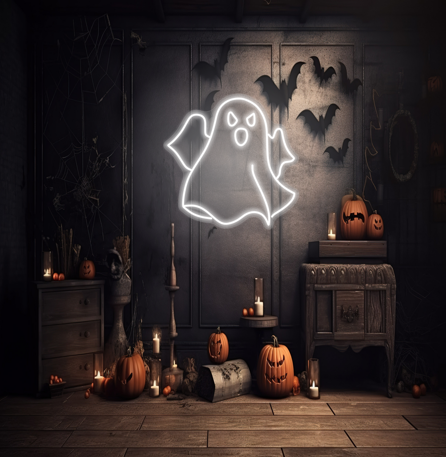 Enseigne néon LED Fantôme d'Halloween