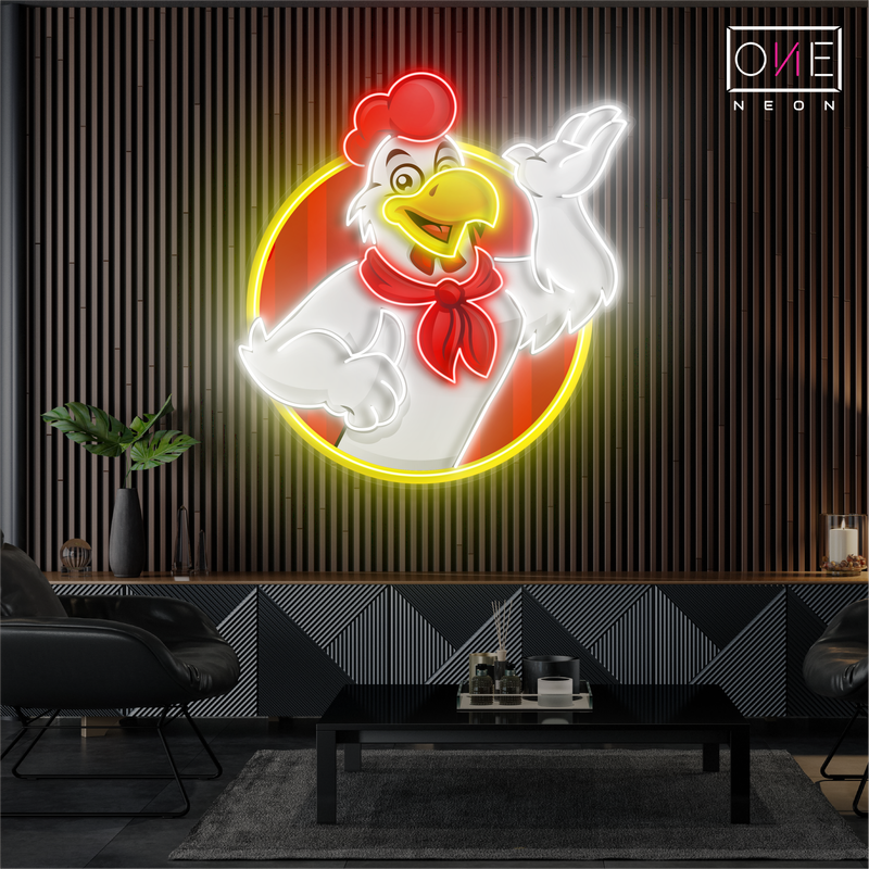 Enseigne néon LED poulet joyeux