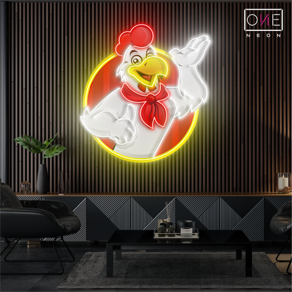 Enseigne néon LED poulet joyeux