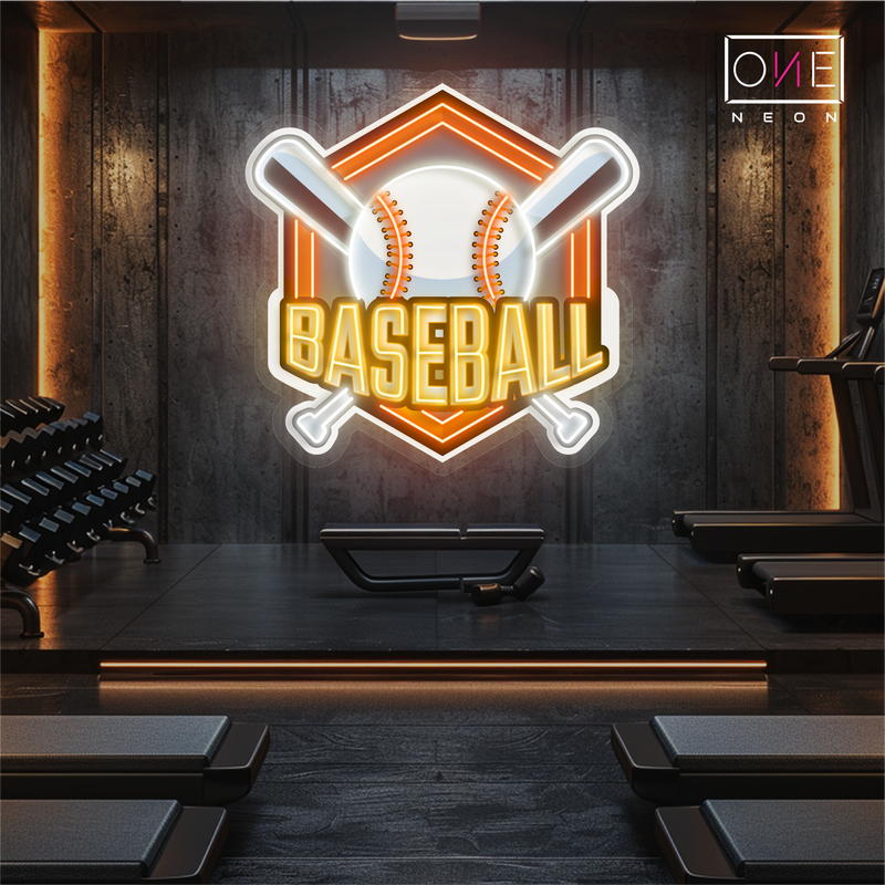 Enseigne néon LED œuvre d'art de baseball