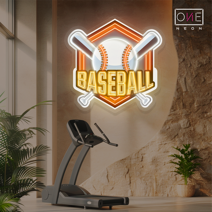 Enseigne néon LED œuvre d'art de baseball