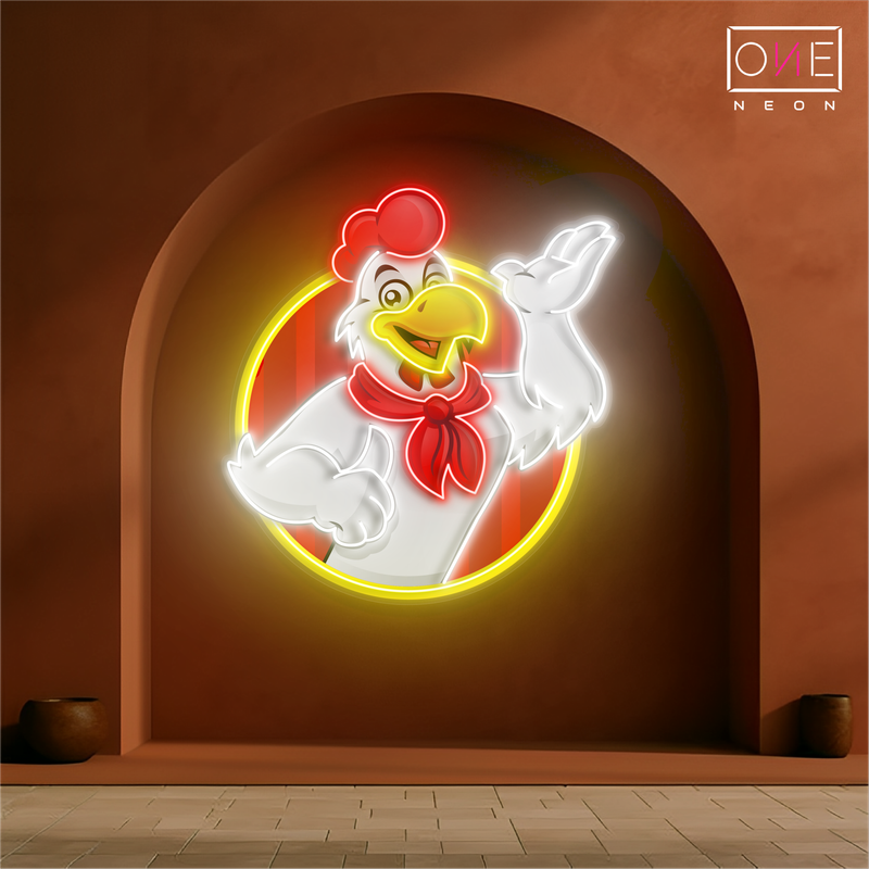 Enseigne néon LED poulet joyeux