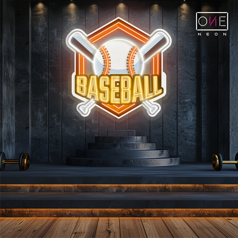 Enseigne néon LED œuvre d'art de baseball