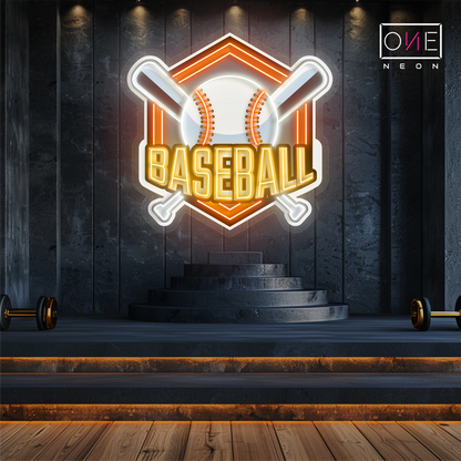 Enseigne néon LED œuvre d'art de baseball