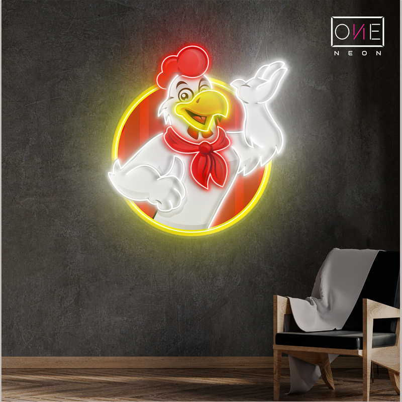 Enseigne néon LED poulet joyeux