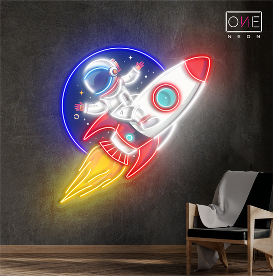 Enseigne néon LED Fusée Astronaute