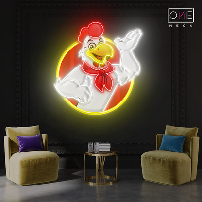 Enseigne néon LED poulet joyeux