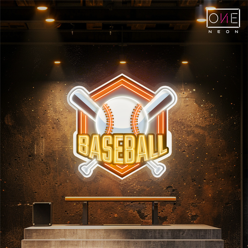 Enseigne néon LED œuvre d'art de baseball