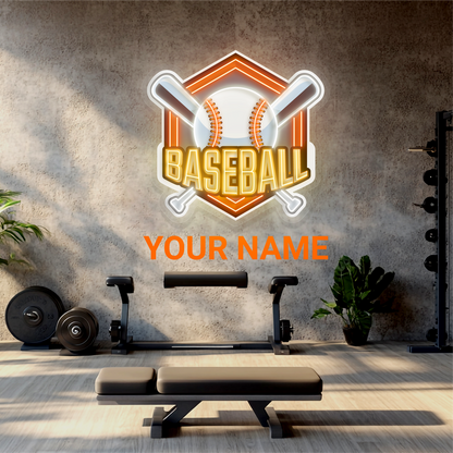 Enseigne néon LED œuvre d'art de baseball