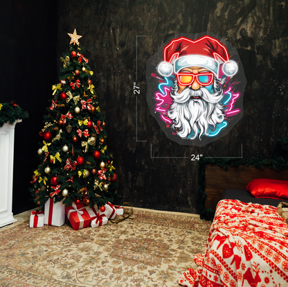 Superbe panneau LED néon Père Noël de Noël