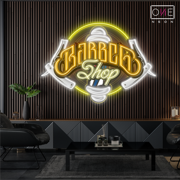 Enseigne néon LED murale de barbier