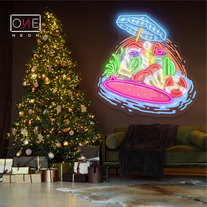Enseigne néon LED "Vacances à la plage du Père Noël"