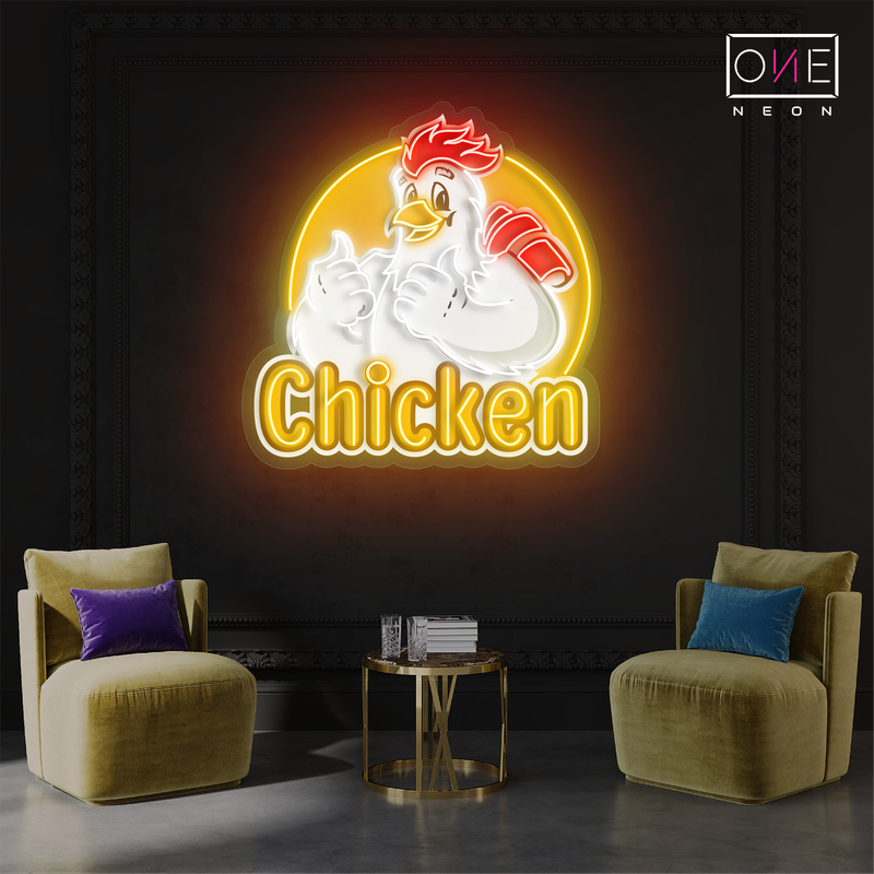 Enseigne néon LED Clucky's Chicken Art