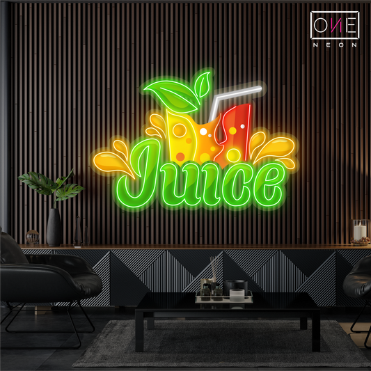 Enseigne néon LED œuvre d'art éclaboussure de jus frais