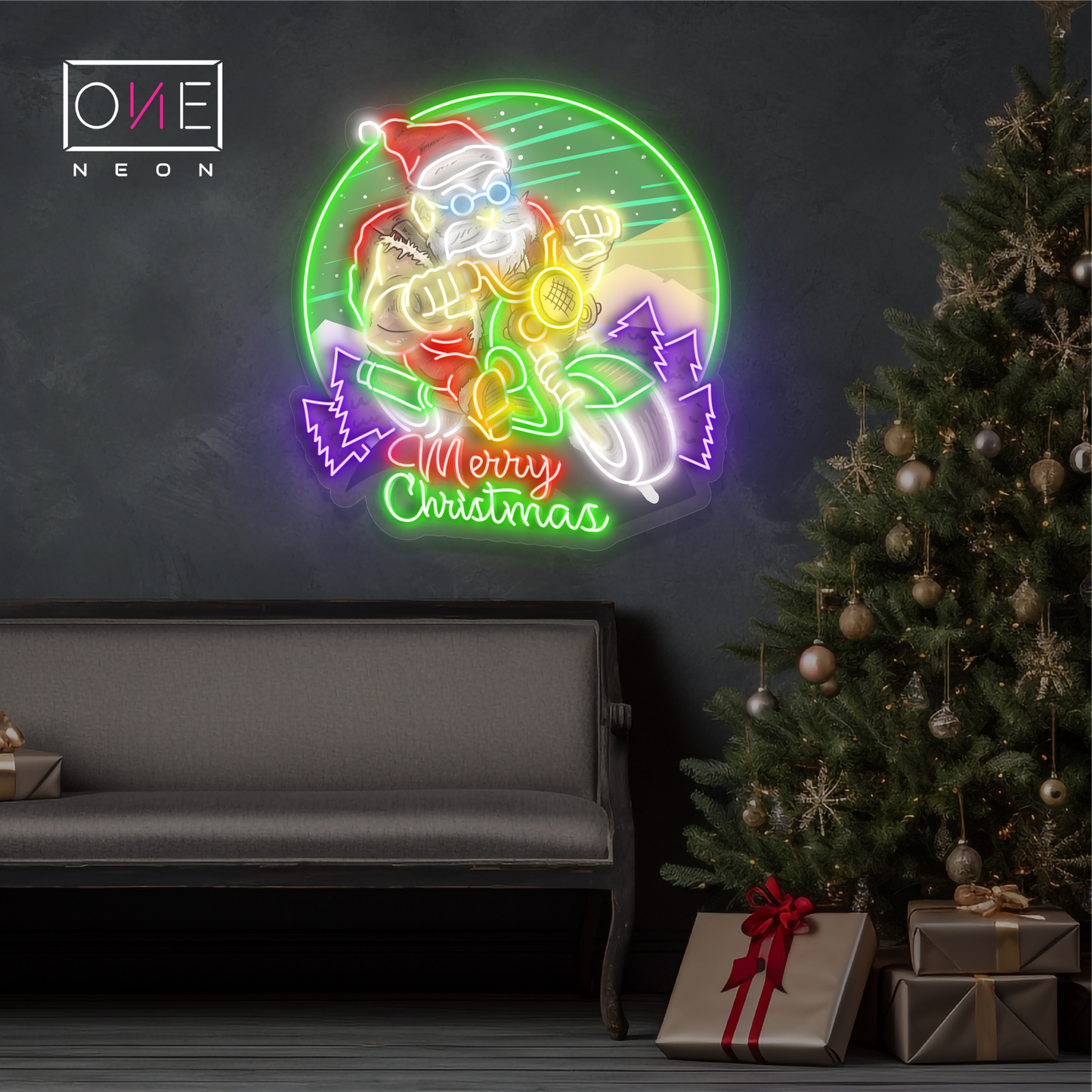 Enseigne néon LED "Le Traîneau de Noël du Père Noël"