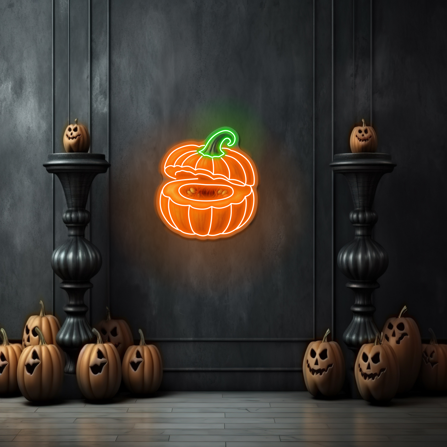 Enseigne néon LED citrouille d'Halloween