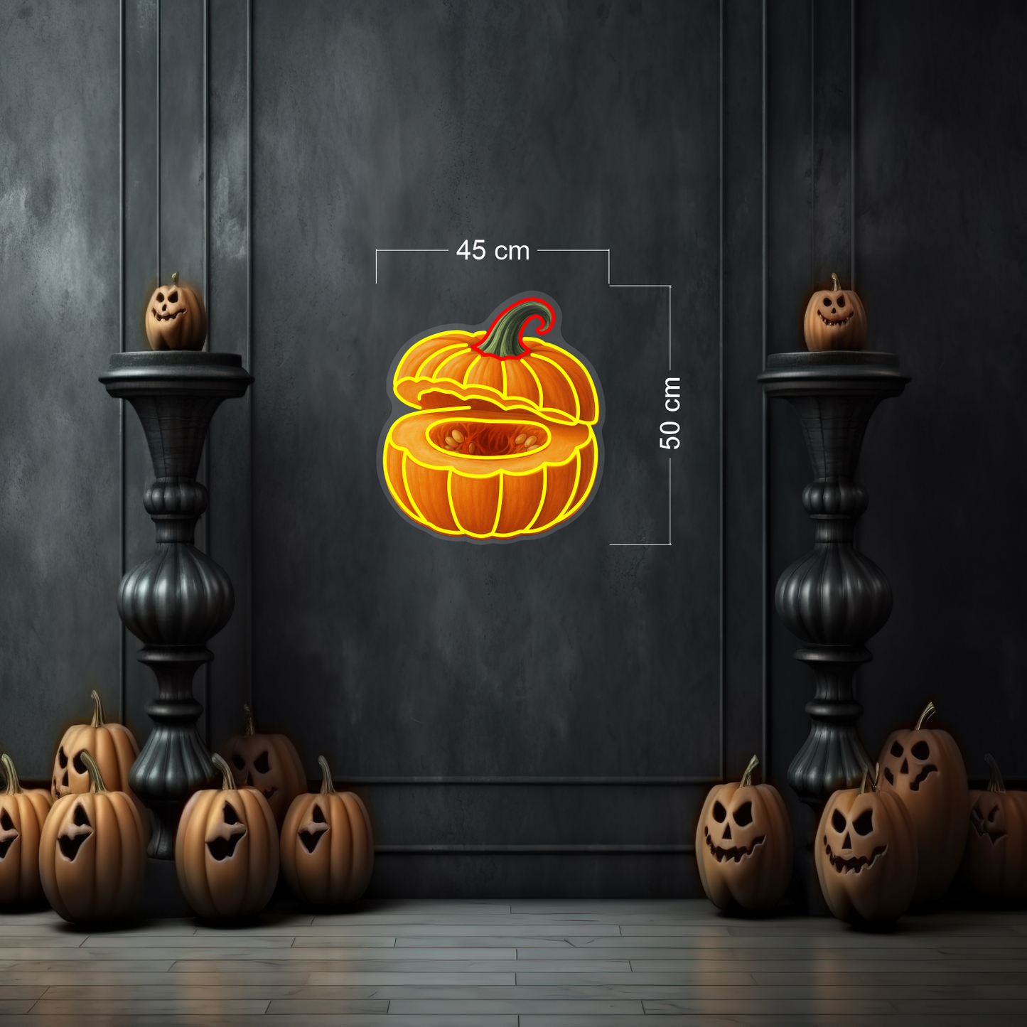 Enseigne néon LED citrouille d'Halloween