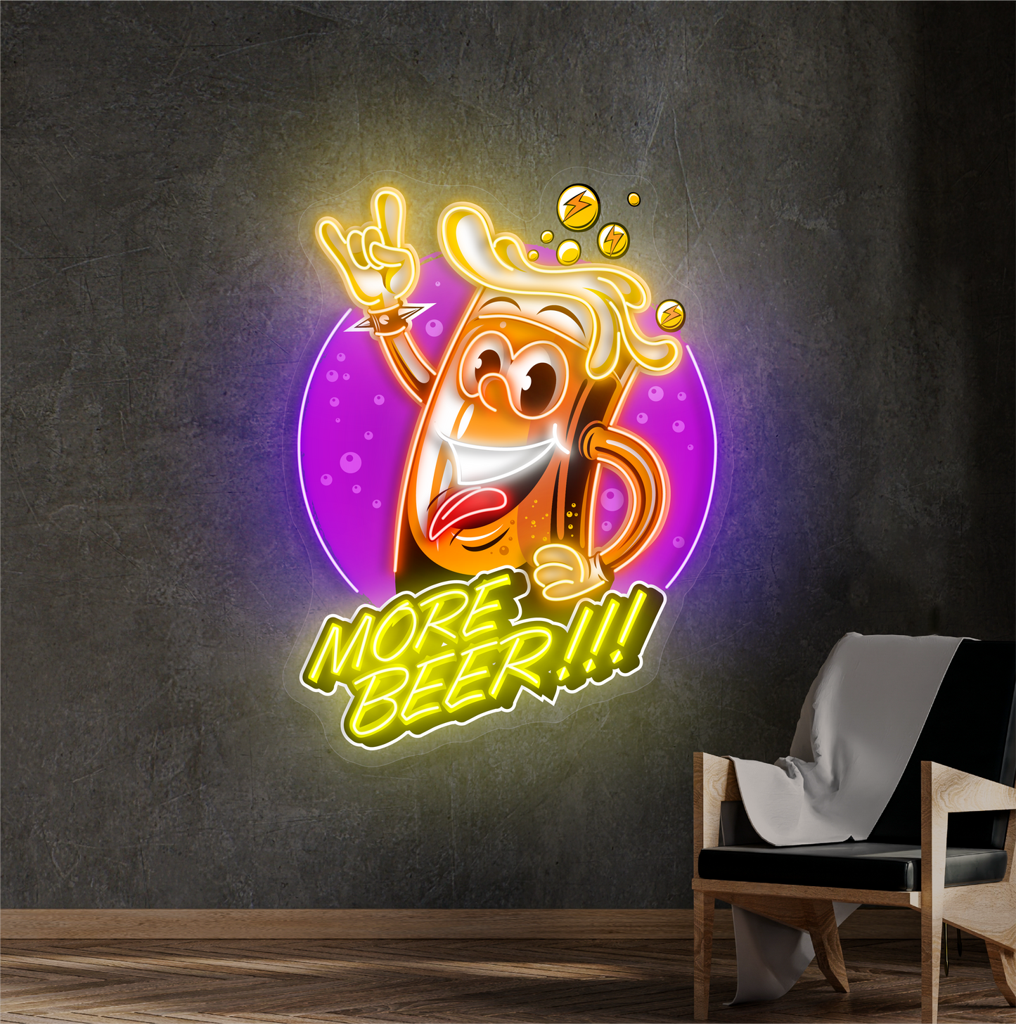 Plus de bière !!! Enseigne LED Néon Art