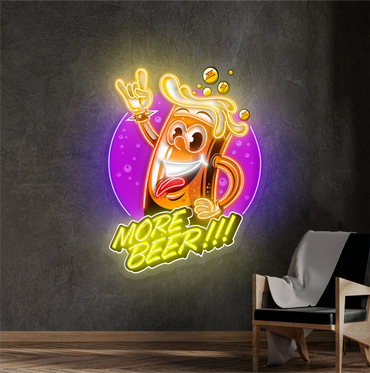 Plus de bière !!! Enseigne LED Néon Art