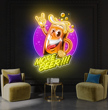 Plus de bière !!! Enseigne LED Néon Art