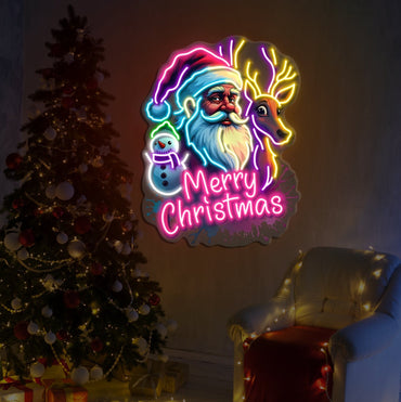 Enseigne néon LED "Joyeux Noël Père Noël"